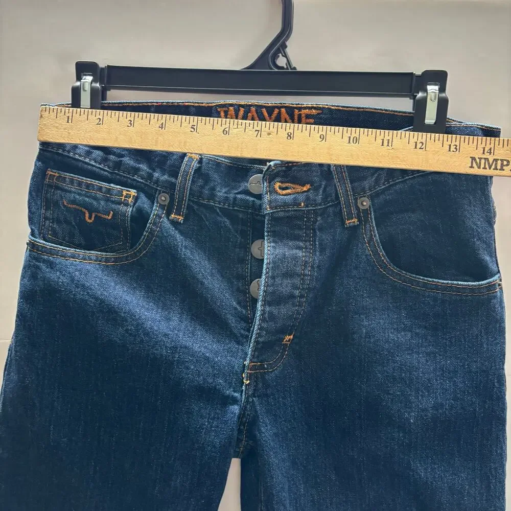 Kimes Ranch Wayne Jeans- Made in USA-Mens 28x32 -Dark Wash Button Fly Western - Picture 2 of 7